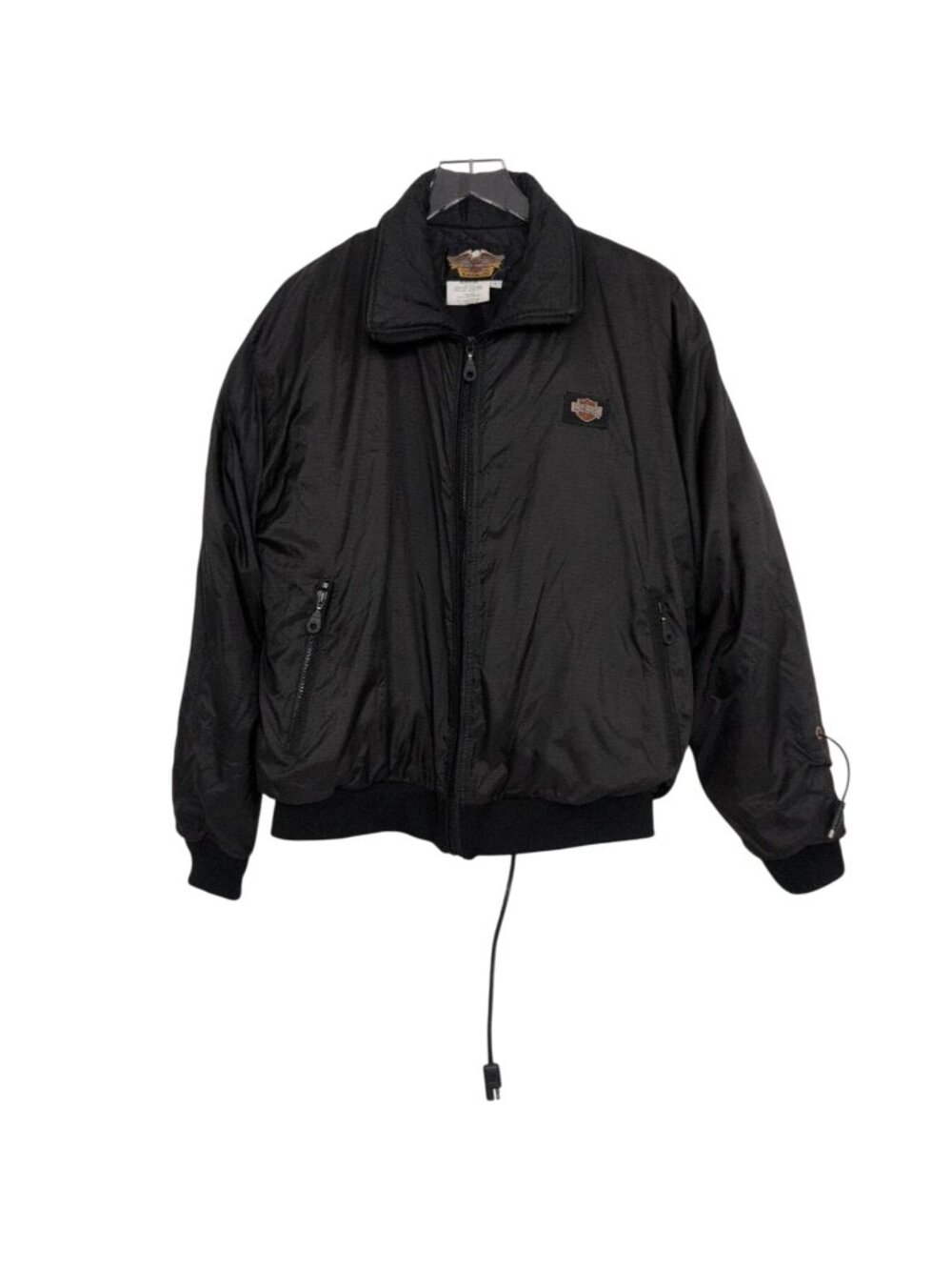 Harley Davidson Heated Plug In Jacket Mens Size Large Black Nylon Biker Untested